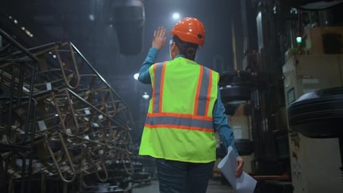 Woman Supervisor Checking Work at Huge Modern Technologies Digital Warehouse
