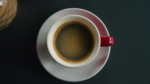 Top View on Cup of Americano or Instant Coffee