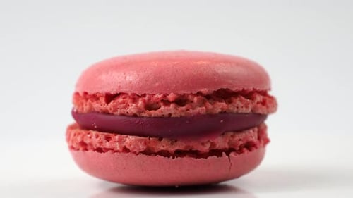 Macro Shot of a Pink Macaron Treat