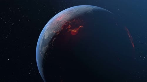 Digital Data Spreading Across a Futuristic Earth Globe Animation