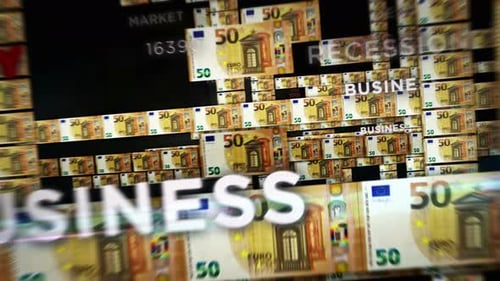 Euro money banknotes seamless loop flight