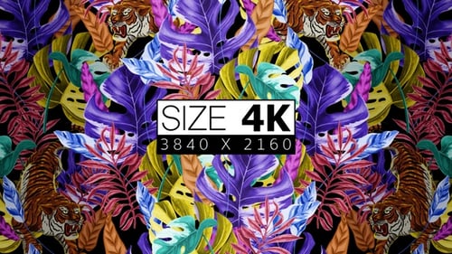 Wild Jungle Pattern Loop with Stylized Tigers and Vibrant Foliage