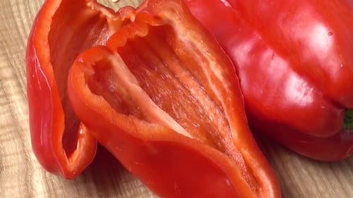 Vibrant Red Bell Pepper Cut in Half