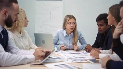 Creative Smiling Business Team Meeting in Modern Office Multiethnic Group of People