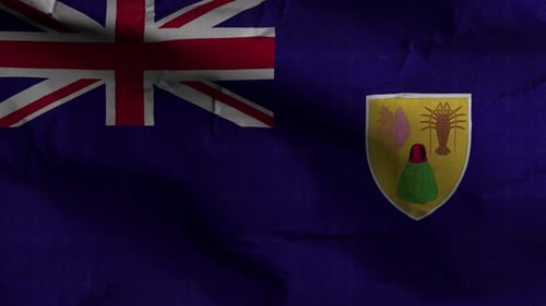 Turks and Caicos Islands Flag Waving Loop with Fabric Texture