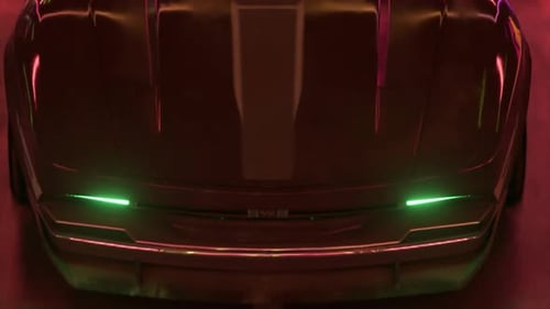 Car and City in Neon Cyberpunk Style