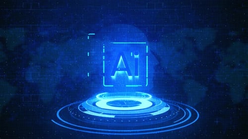 3d Futuristic Cyber Animation Artificial Intelligence AI Learning.