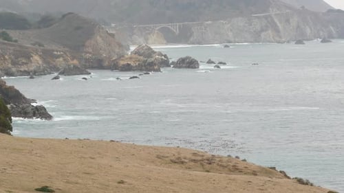 Bixby Creek Bridge Ozean nebliges nebliges Wetter
