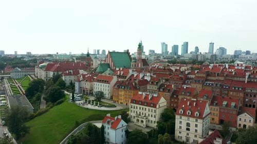 Aerial View of the Old Town of Warsaw Poland