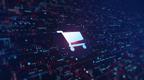 Futuristic Digital Shopping Cart Icon Animation