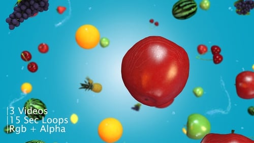 Animated Fresh Fruits and Water Splashes Seamless Background