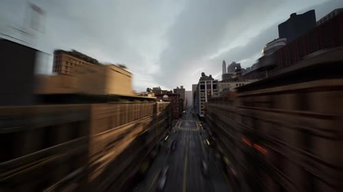 Vue aérienne de l'hyperlapse au-dessus du trafic de la grande ville