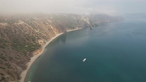 Sea Bay in the Mountains Shot From Above