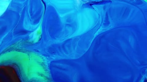 Blue And Green Psychedelic Surface Swirl Liquid Paint Background Black Texture