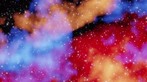 Colorful Abstract Space Nebula with Sparkling Particles Background
