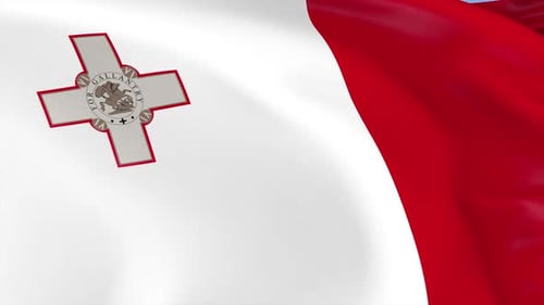 Realistic Waving Flag of Malta Looping Animation