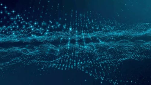 abstract colorful particle wave background animation.