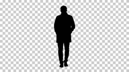 Silhouette man walking, Alpha Channel