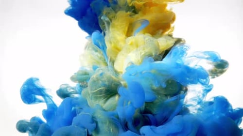 Blue and Yellow Inks Blending Together