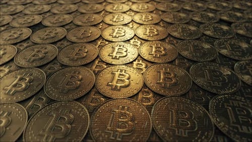 Animated Golden Bitcoin Coins Seamless Loop Background