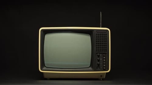 Retro Television with Antenna on Black Background Channel Setting