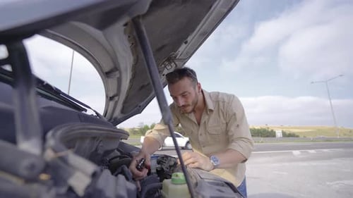 Car breakdown on the highway.