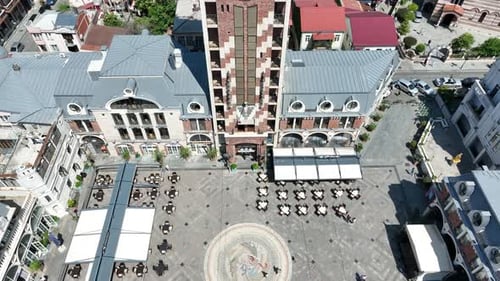 Aerial view of Piazza Batumi in the center of city. Cityscape of Batumi city