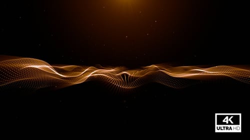 Animated Abstract Digital Golden Wave Particles Background