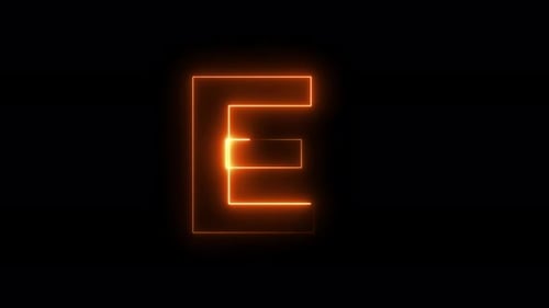 Neonanimation nahtloser Buchstabe E. 4K-Videohintergrund.