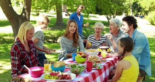 Family having picnic in the park