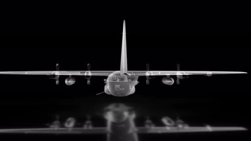 Modern X-Ray View of Military Transport Plane 3D Animation