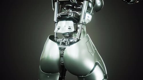 Futuristic Robot Cyborg Body Assembly Animation