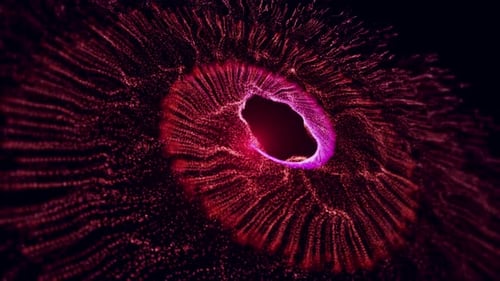 Glowing Abstract Particle Tunnel Opening Transition