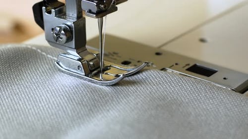Sewing Machine Stitching Fabric Close Up