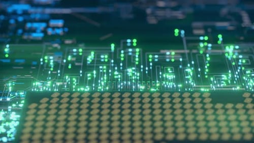 Ein Computerprozessor mit Millionen von Verbindungen und Signalen