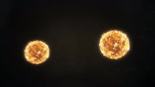 Animated Fiery Stars Floating in Deep Space