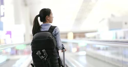 Backpacker go for a trip in the airport