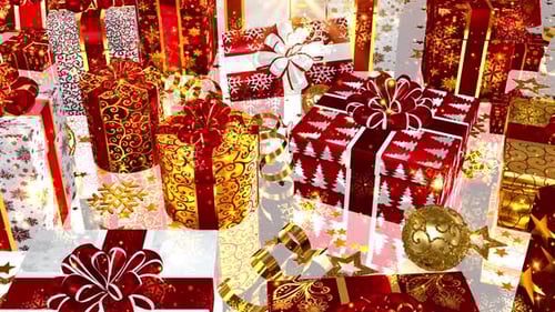 Red and Gold Christmas Gifts Festive Holiday Background