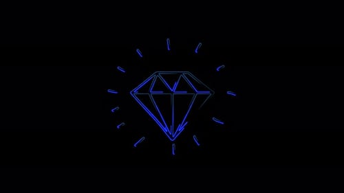 Neonanimationsdiamantensymbol auf schwarzem Hintergrund. 4K-Videounterbrechungsfreie Animation