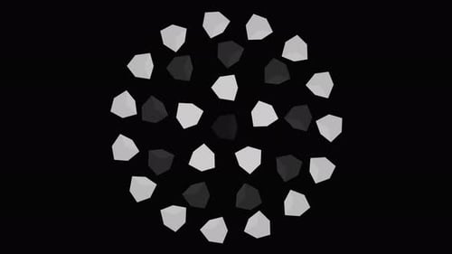 Monochrome geometric shapes on a black background