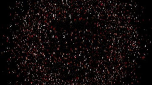 Virtual Numbers Data Cloud Flow Stream Graphic on Black Background