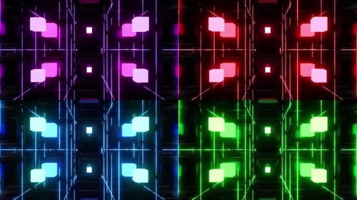 Glowing Cubes And Grid Loop