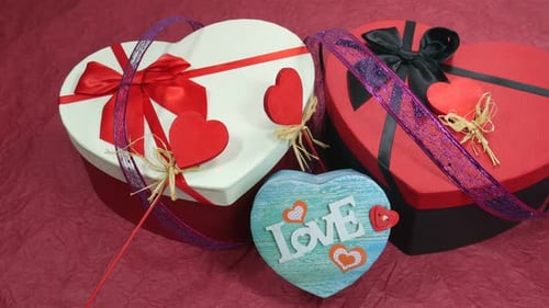 Three Gift Boxes Shaped Like a Heart