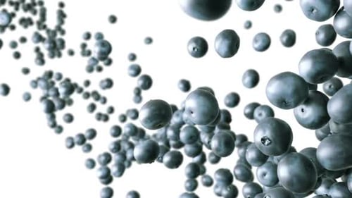 Floating Blueberries on White Background