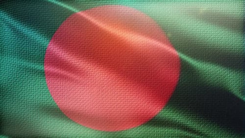 Bangladesh Flag Waving with Textured Fabric and Subtle Movement