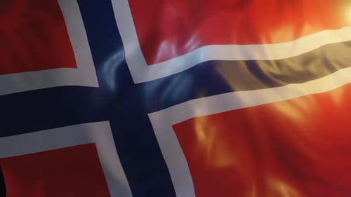 Waving Norway Flag Animation with Realistic Sun Glare