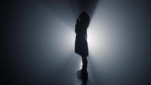 Silhouette Praying Girl Indoors