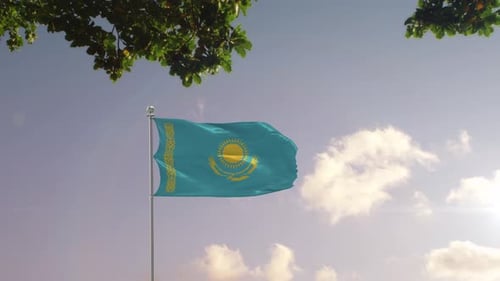 Kazakhstan Flag With Modern City
