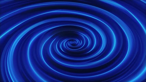 Abstract Blue Neon Light Spiral Tunnel Loop
