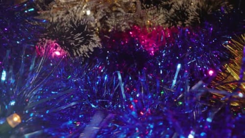 Festive Christmas Garland with Colorful Lights Shimmering